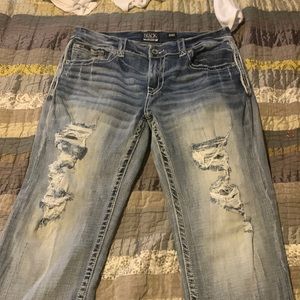Mens light wash Bucks black jeans